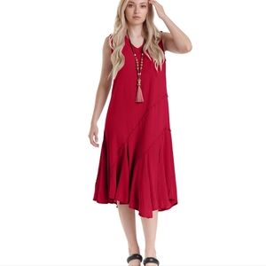 Oh My Gauze Tabasco Sleeveless Dress In Crimson ( Red)